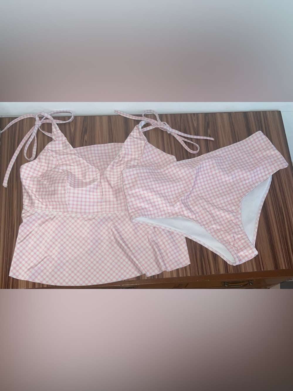 Simply Southern Pink Gingham 2 Piece Bathing Suit - Picture 1 of 4